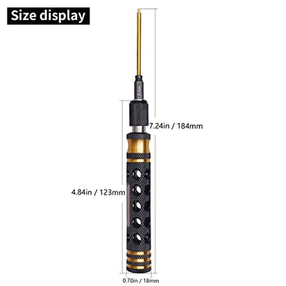 5-in-1 Titanium RC Screw Driver Set-1/4" Driver Drill Bits 1.5mm 2.0mm 2.5mm Hex Allen Wrench Keys & 7.0mm Nut Driver & 4.0mm Phillips RC Tool Set for Traxxas Arrma Axial Losi