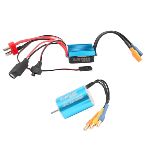 Surpass Hobby 2435 4800KV Motor 25A ESC Combo for 1/16 1/18 RC Truck | Complete power upgrade combo for 1/16 1/18 RC Truck LaTrax Teton Desert Prerunner Rally SST Wltoys A959 - color: Blue