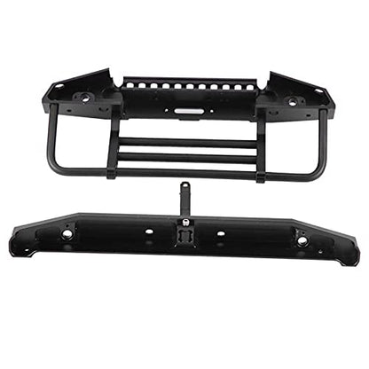 RC Crawler Car Front Rear Bumper, Metal RC Car Bumper with 4 LED Lights for SCX10 90046 for TRX4 Axial for SCX10 iii AX103007 1/10 RC Crawler Part Accessory