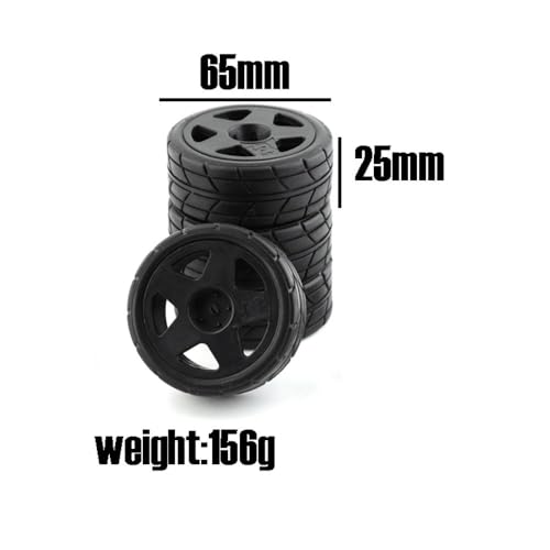 1/10 RC Racing Rally Tires 12mm Hex Wheels Rims and Rubber On Road Tyres for 1/10 RC On-Road Car HPI KYOSHO Tamiya XV01 XV02 TA06 TT01 TT02 PTG2 144001 A959 RC Rally Drift Car 4PCS(Black B) - color: Black B