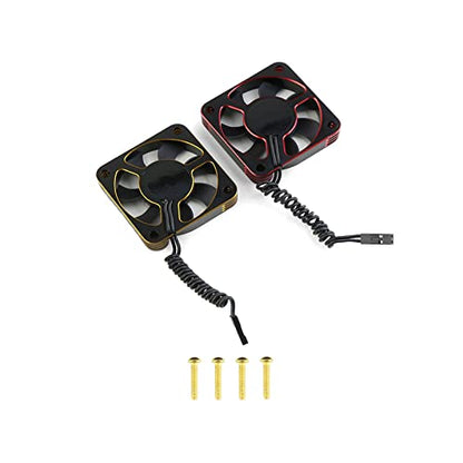 Lifehead 28000RPM Motor and ESC Cooling Fan Cooler RC Aluminum Cooling Fan for RC car 1/8 1/10 1/12 Scale 540 550 and Other Brushed/brushless Motors (red + Gold) 50 * 50mm - color: Gold (50*50*10mm)