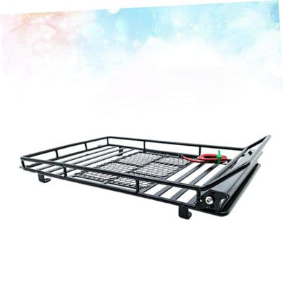 Car Roof Luggage Bracket with Led Light for Crawler Black Storage Rack for Simulation Accessories Lightweight and Luggage Holder - size: 24.80X14.10X2.30CM