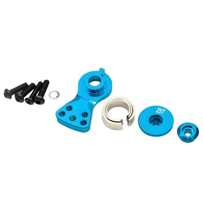 Aluminum Alloy 25T Servo Saver 5 Holes Adjustable Hi-Torque Servo Saver Horn 25T Compatible with Futaba Tamiya Servos 1/10 RC Car Crawler SCX10 Capra TRX4 TRX6 RC Boat Parts (Blue-L) - color: Blue-l