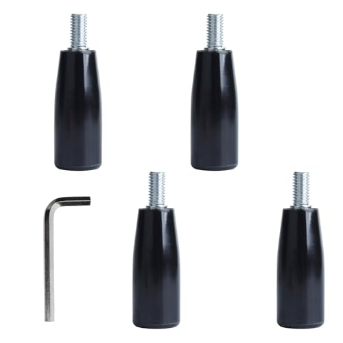 4 Pcs Revolving Handwheel Handle, M6 Male Threaded Stem, Zinc Alloy Steel with Powder Coated Finish, for Milling Machine & Lathe Equipment (Black) - size: M6 x 50mm