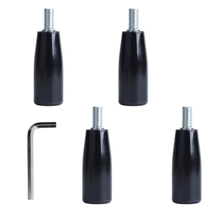 4 Pcs Revolving Handwheel Handle, M6 Male Threaded Stem, Zinc Alloy Steel with Powder Coated Finish, for Milling Machine & Lathe Equipment (Black) - size: M6 x 50mm