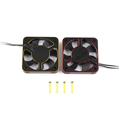 Lifehead 28000RPM Motor and ESC Cooling Fan Cooler RC Aluminum Cooling Fan for RC car 1/8 1/10 1/12 Scale 540 550 and Other Brushed/brushless Motors (red + Gold) 30 * 30mm - color: Golden (30*30*10mm)