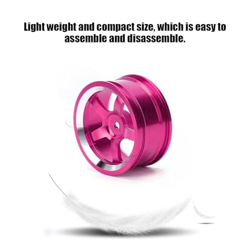 HERCHR RC Wheel Hub, 4Pcs Aluminum Alloy Wheel Rim Hub Accessory Parts for HSP94123 1/10 RC Drift Crawler Car - color: Pink