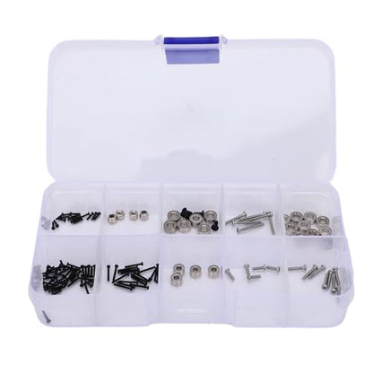 Generic 126PCS RC Screw Kit with Bearings & Nuts, Replacement for SCX30 1/30 RC Crawler Car, Steel Screw Assortment Set for Easy DIY Repair & Maintenance