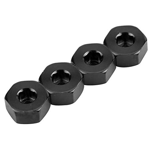 Dilwe RC Car Hex Hub Adapter, 4 Pcs Aluminium Alloy 6mm to 12mm Wheel Hex Hub Adapter for WPL 1634 RC Truck RC Spare Part Accessory (Black)