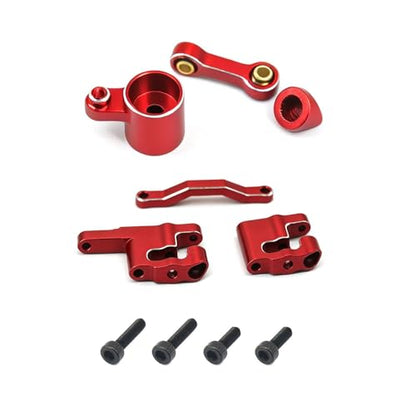 Aluminum Servo Steering Link Set for ARRMA Mini Kraton 3S 1/16 RC Car Upgrade Parts, Blue and Red (Red Servo Steering and Steering Set) - color: Red Servo Steering and Steering Set