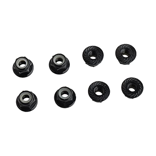 8PCS Flange M4 Lock Nuts Serrated Nylon Self-Tightening Aluminum M4 Wheel Hardware for Axial HPI TLR ECX Model RC Car Vehicles Upgraded Replacement Parts (Black) - color: Black