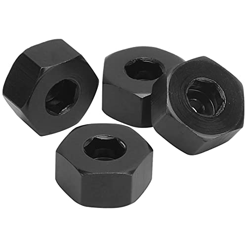 Bnineteenteam 4 Pcs RC Wheel Hex Hub, 5mm to 12mm Combiner Wheel Hub Hex Adapter for D12 1/10 RC Car (Black BL)