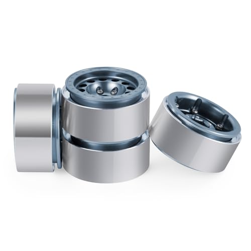 1.3inch beadlock wheels Aluminium RC Rims for 1/18th TRX4M 1/24th Axial SCX24 RC Crawler Car Upgrade Parts (Titanium) - color: Titanium