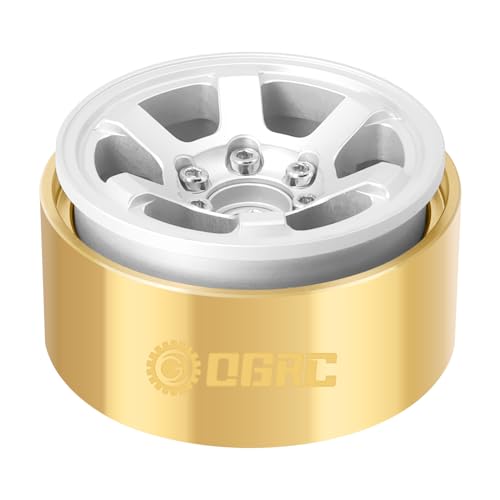 OGRC 1.9 Brass Inner Beadlock Clamp Ring 1/10 Wheel Weights for SCX10 TRX4 | 105g/PC, 420g Total Weights, Fits 1.9 Wheel Rim, for Axial Redcat RC4WD Wltoys RC Crawler - color: Gold