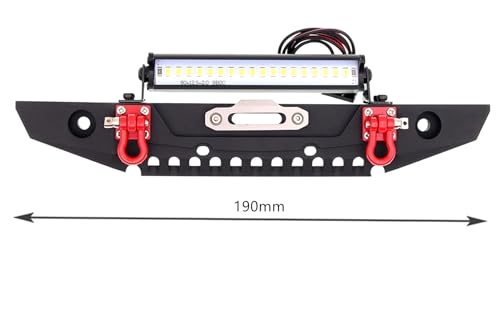 Metal Front Bumper with LED Lights Upgrade Parts for 1/10 TRX-4 Axial SCX10 90046 90047 SCX10 II RC Crawler Car(Black)