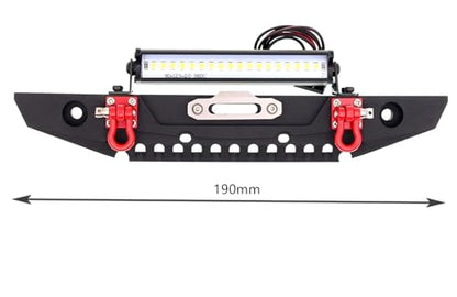 Metal Front Bumper with LED Lights Upgrade Parts for 1/10 TRX-4 Axial SCX10 90046 90047 SCX10 II RC Crawler Car(Black)