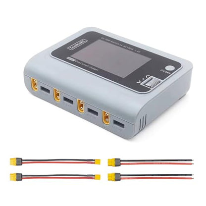 ToolkitRC Q4AC RC Battery Charger 4x50W 4 Ports 1-4S Lipo AC DC Smart Charger XT60 with XT30 Adapters for RC Battery Balance Charger