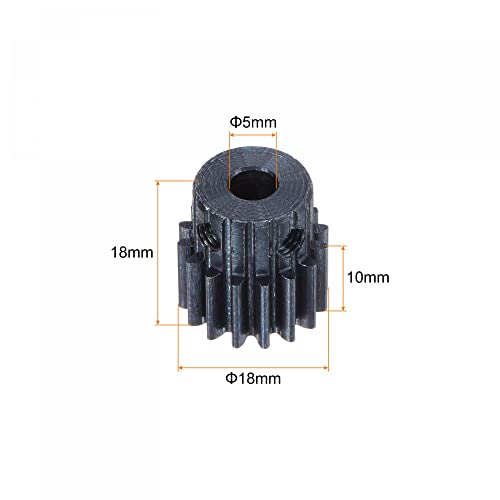 uxcell 1Mod 16T Pinion Gear 5mm Bore Hardened Steel Motor Rack Spur Gear with Step for RC Car Truck Buggy Gear Drive