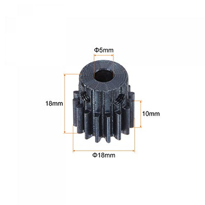 uxcell 1Mod 16T Pinion Gear 5mm Bore Hardened Steel Motor Rack Spur Gear with Step for RC Car Truck Buggy Gear Drive