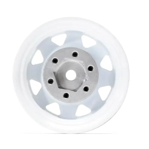 4PCS 1.55 inch Metal Beadlock Wheel Hub RC Car Aluminum Alloy Wheel Rim Compatible with 1/10 RC Crawler Car Model D90 TF2 Tamiya CC01 CC02 LC70 LC80 (White) - color: White