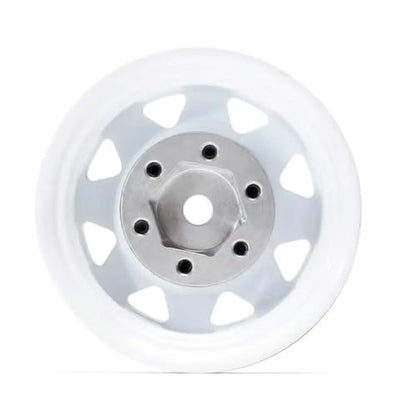 4PCS 1.55 inch Metal Beadlock Wheel Hub RC Car Aluminum Alloy Wheel Rim Compatible with 1/10 RC Crawler Car Model D90 TF2 Tamiya CC01 CC02 LC70 LC80 (White) - color: White