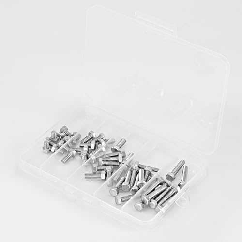 M5 x 8mm 12mm 16mm 20mm 25mm Heavy Duty Hexagon Bolts Hex Head Screws, 304 Stainless Steel, Metric Fully Thread, Machine, Bright Finish, Assortment Kit 50PCS - size: M5 x 8/12/16/20/25mm (50PCS)
