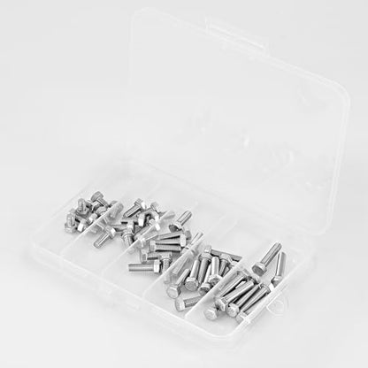 M5 x 8mm 12mm 16mm 20mm 25mm Heavy Duty Hexagon Bolts Hex Head Screws, 304 Stainless Steel, Metric Fully Thread, Machine, Bright Finish, Assortment Kit 50PCS - size: M5 x 8/12/16/20/25mm (50PCS)