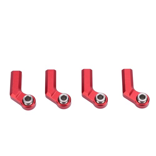 4 Set RC Link Rod End Alloy M4 Curved CW 7mm Ball Joint Head, Replacement Tie Rod End for 1/10 Scale Model Car, Compatible with Standard M4 Threaded Suspension Systems (Red) - color: Red