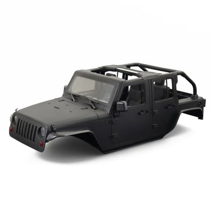 1/10 RC Jeep Wrangler Convertible Hard Shell Kit, for 1/10 RC Crawler TRX4 Axial SCX10 90046 90027 313 Wheelbase Shell Modification Accessories (Matte Black) - color: Matte Black