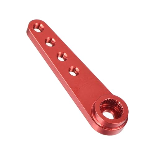 MECCANIXITY 6 Pcs Aluminum Servo Horn Long 25T 25 Teeth Steering Arm 37mm Length Red Suitable for DIY RC Car/Boat/Airplanes Boat Model Accessories - color: Red