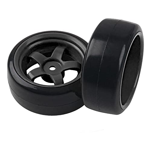 5-Spoke RC 12mm Hex Hub Wheel Rims & Rubber Tires Compatible with HSP Tamiya HPI Kyosho 1/10 On-Road Touring Car,WLtoys 1/14 144001 Traxxas 1/16 Slash RC 1/18 A959B Buggy (Black)
