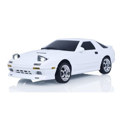US in Stock, 1/18 Rx7 RC Racing Car RWD Gyroscope Wireless Control Drift Vehicles Light System Motor Servo ESC(White) - color: White