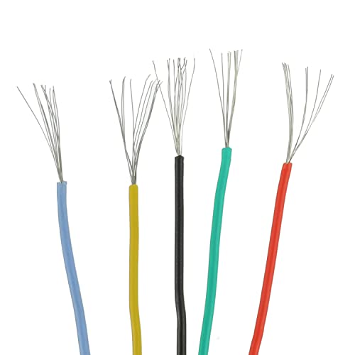 BOJACK 30 AWG Flexible Silicone Wire Electric Wire Hook up Wire Kit 300V Cables with Plus 20 φ2mm Heat Shrink Tubings and a Mini Wire Stripper(5 Colors 32.81Ft Each Color, 30AWG) - size: 30 AWG Silikondraht
