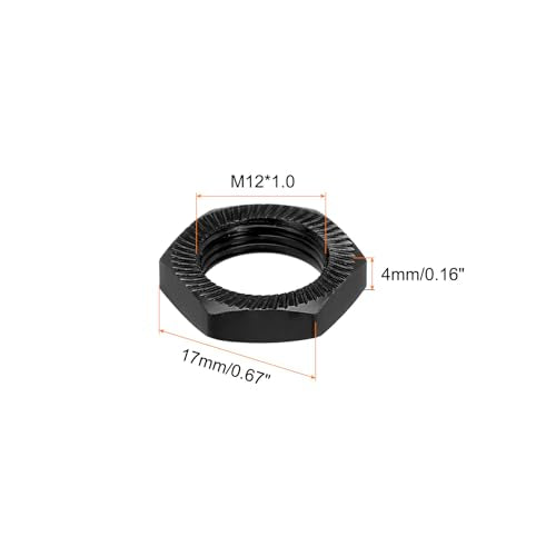 MECCANIXITY Aluminum 17mm RC Wheel Nut Thread M12x1.0mm Hex Wheel Nuts for 1/8 RC Model Car Trucks Off Road Car Upgraded Parts Pack of 16 (Black) - color: Black