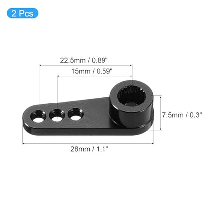 MECCANIXITY Aluminum Alloy 25T Steering Servo Single Arm Horn Black for DIY RC Car/Boat/Airplane Boat Accessories 2 Pcs - color: Black