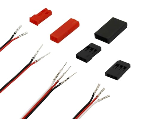 50 Sets JST Servo Connectors Male Female Crimp Pin and Cable Kit with Crimping Tool Compatible for Hitec, Futaba, Spektrum Model Airplanes and RC Cars