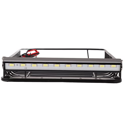 RC Luggage Rack, Heavy Duty Metal Roof Rack with LED Light Bar, RC Vehicle Accessories for Off-Road Adventures, Racing Events, and Camping Trips