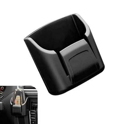 Car Key Fob Holder, Anti-vibration Dashboard Storage Box with Card Slot, Multi-function Organizer for Remote Key Card Small Item, Self-adhesive Accessory for Center Console Door Panel (Black)