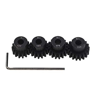 4pcs Mod 1 Pinion Gear 5mm Set Hardened 15T 16T 17T 18T M1 Pitch Gears RC Upgrade Part with Screwdriver