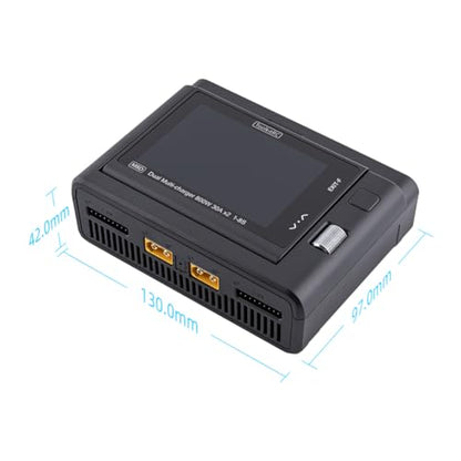 ToolkitRC M8D 1600W 50A DC Balance Touch Screen Charger 65W Fast Charge Dual Channels for 1-8S Lipo Battery for FPV Drone Car RC Model Parts (M8D)