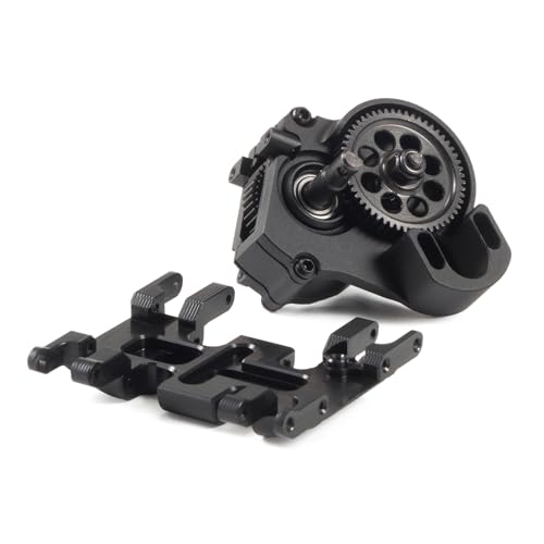 21% Overdrive MR24 Billet Transmission with Delrin Skid Plate for SCX24 Custom Build Brushless 1/24 RC Crawler Comp Rigs (Black) - color: Black