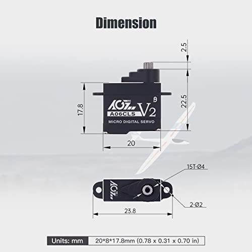 AGFRC 3KG HV RC Micro Servo for Mini-Z Cars (A06CLS V2 Black) | 6g Ultra-Light, 0.052s High Speed, Programmable, Digital Coreless Motor, Full Metal Gear, Ideal for 1/28 RC Cars - style: A06CLS V2 Black