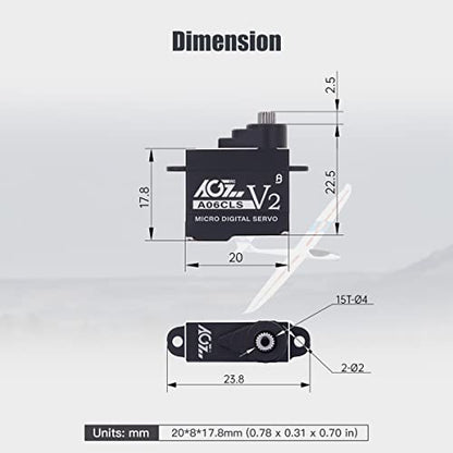 AGFRC 3KG HV RC Micro Servo for Mini-Z Cars (A06CLS V2 Black) | 6g Ultra-Light, 0.052s High Speed, Programmable, Digital Coreless Motor, Full Metal Gear, Ideal for 1/28 RC Cars - style: A06CLS V2 Black