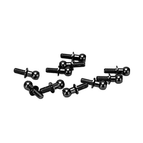 Dilwe 10pcs RC Aluminum Alloy Ball Link Track Rod Ball Screw Link Rod Shock Absorber End Compatible with TT01 TT02 RC Car(Black)