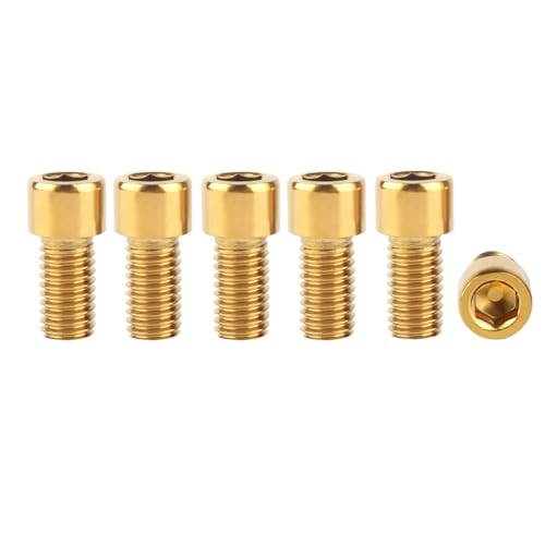 6Pcs Bike Screws M6x10 12 16 18 20 25 30 35mm Stainless Steel Socket Head Cap Allen Hex Bolt (Gold, M6 x10mm) - color: Gold, size: M6 x10mm