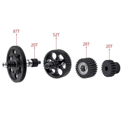 for Axial for SCX10 1/10 RC Car Upgrade Parts Metal Full Set Complete Gearbox Gears Transmission Gear OP 87T Spur 20T Pinion RC Cars Models Parts