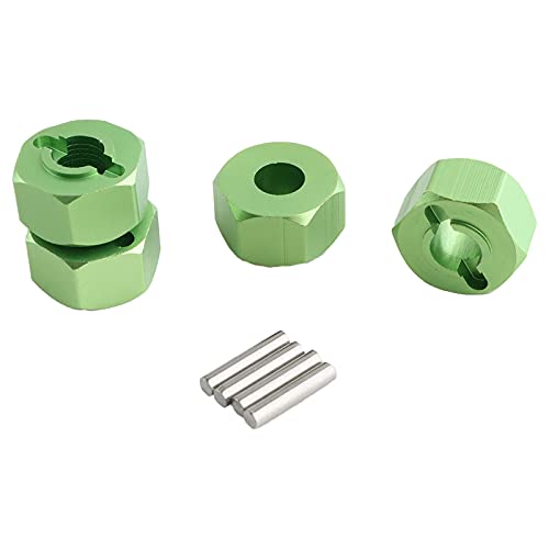 12mm Hex Wheel Hub Mount, Aluminum 7mm Thick with 2x10mm Stub Axle Pins for 1/10 Slash 4x4 & HQ 727 RC Cars Replacement Upgrade Parts (Green)(Set of 4) - color: Green