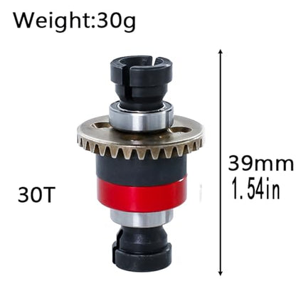 Assembled Differential 30T 0.8Mod for ARRMA 1/18 Granite GROM, Typhon GROM, 1/14 Mojave GROM, 1/12 Losi AWD RC Racecar, RC Front & Rear Universal Upgraded Metal Differential 2Pcs (Black/Red) - color: Black-red