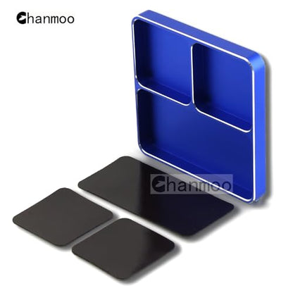 Aluminium RC Screw Tray Nuts Storage Tools with Magnetic Pad and 17mm Hex Wheels Wrench & Small Cross Hex Wrench Sleeve Repair Set Kit for 1/8 1/10 Car HSP HPI Axial Airplane Boat (Blue) - color: Blue