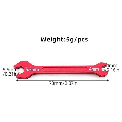 RC Car Upgrade Parts for RC Car Boat Airplane Parts 7075 Aluminum Turnbuckle Wrench 4.0mm 5.5mm Linkage Rod Adjustment Tool for M2 M3 Nuts - color: Red
